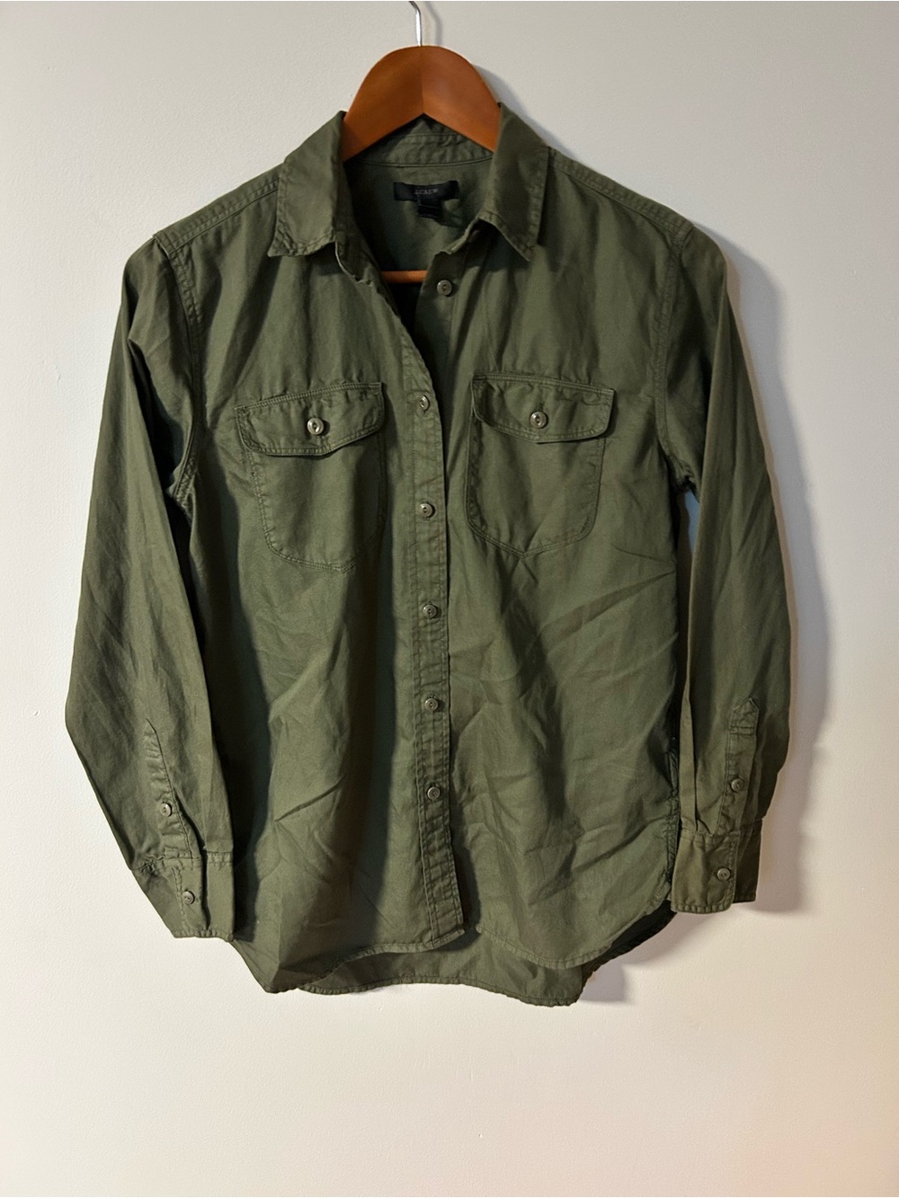 J.Crew Olive Green 100% Cotton Utility Button-Down Shirt - Size XS